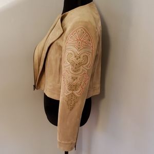 NWOT BCBGMAXAZRIA Embroidered Suede Jacket, Unused